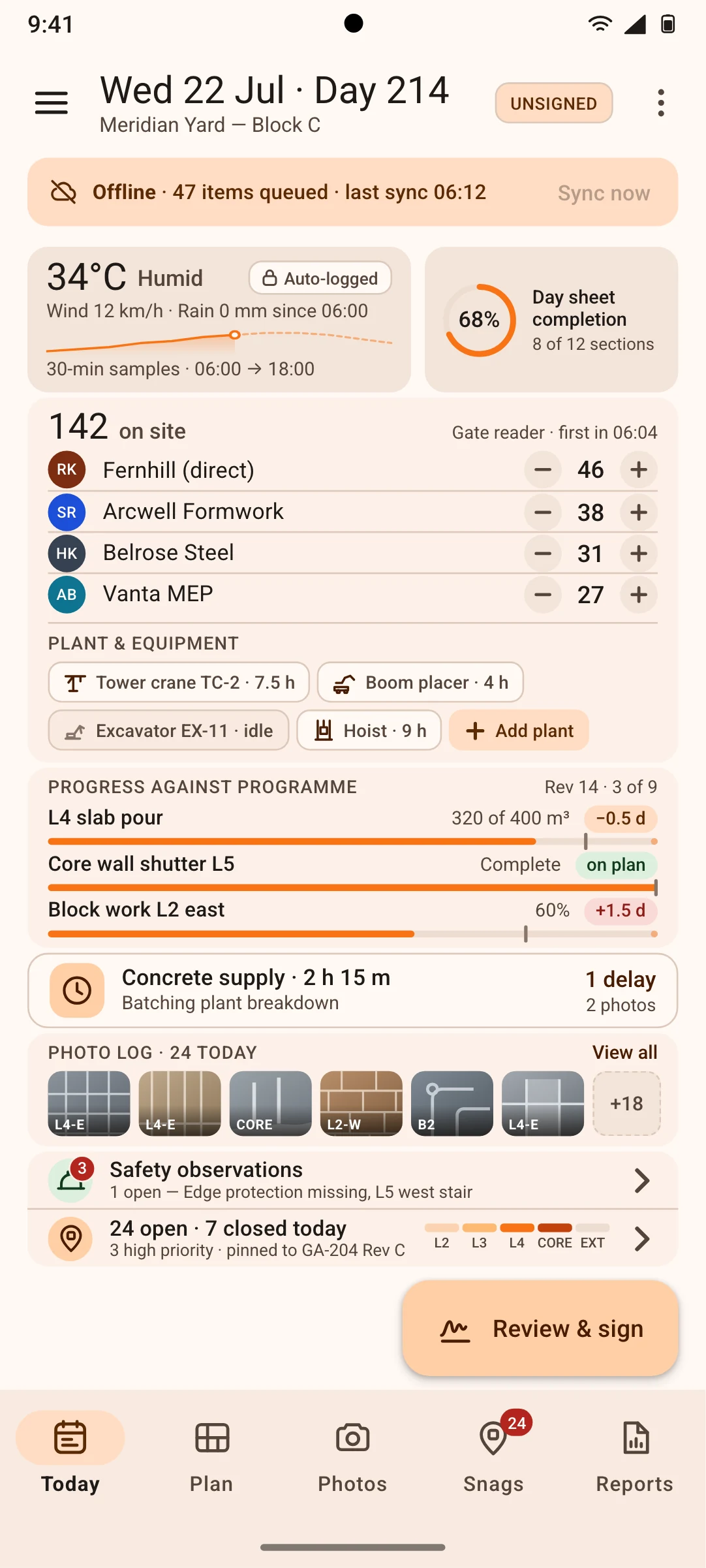 Banksman — the Today's Log, in Material 3 screen, running on Android