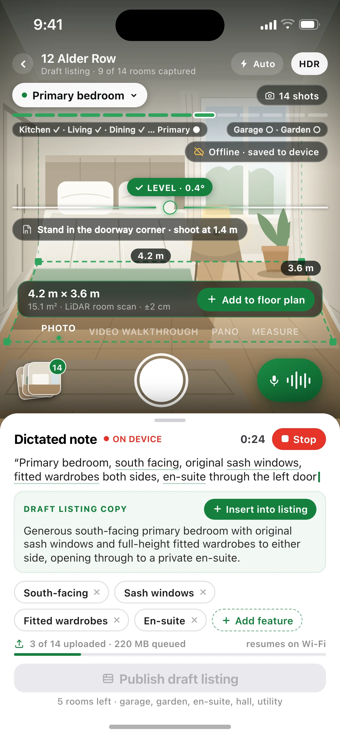 Casement — the Room capture, 12 Alder Row screen, running on iOS