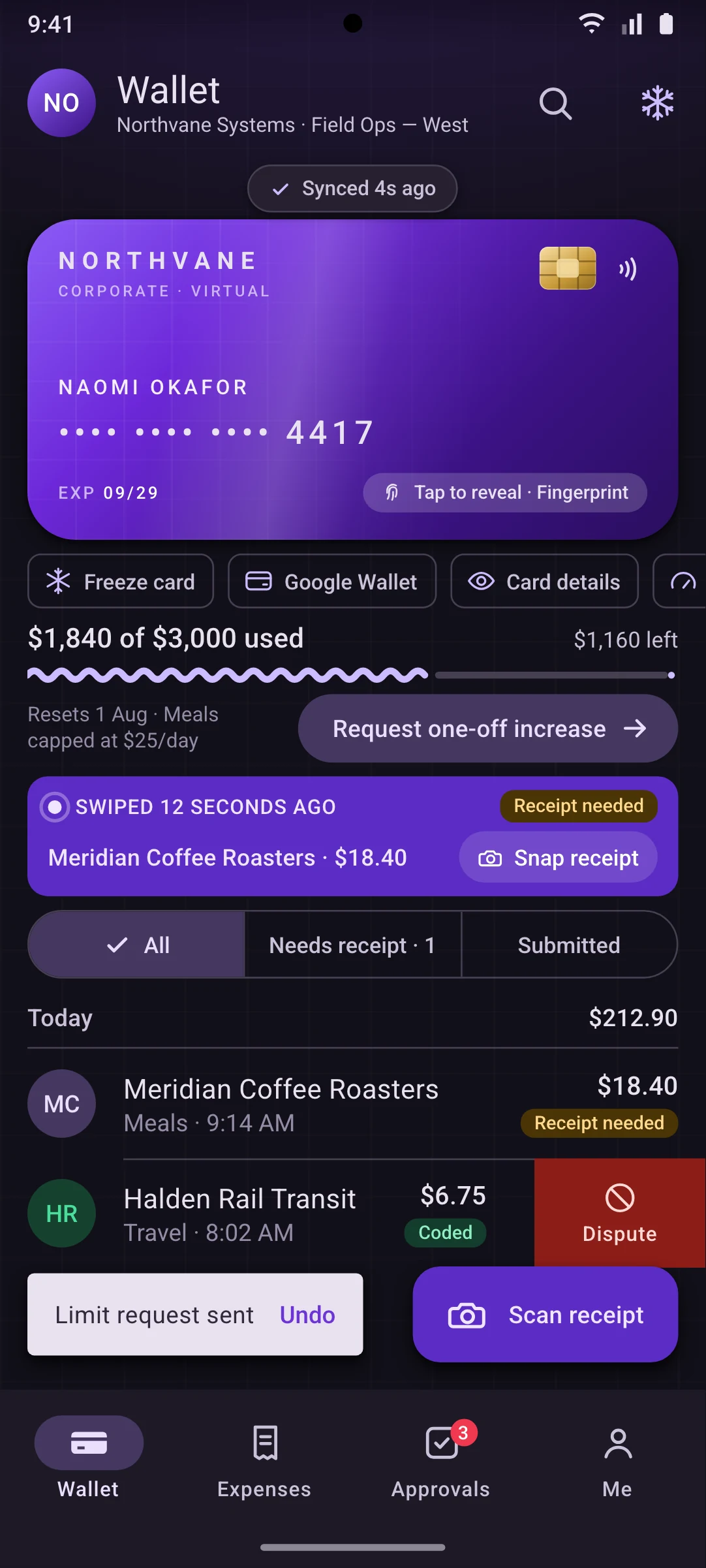 Tapstub — the Wallet, Material 3 screen, running on Android